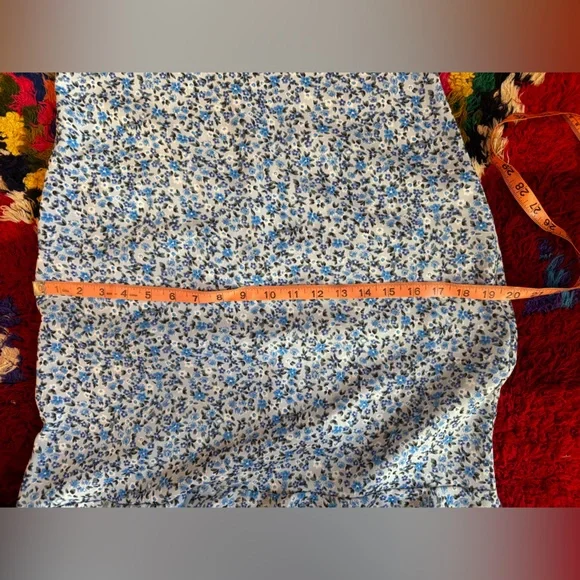 90s Vintage Baby Blue Floral Spaghetti Strap Sundress Sz M - Picture 8 of 9